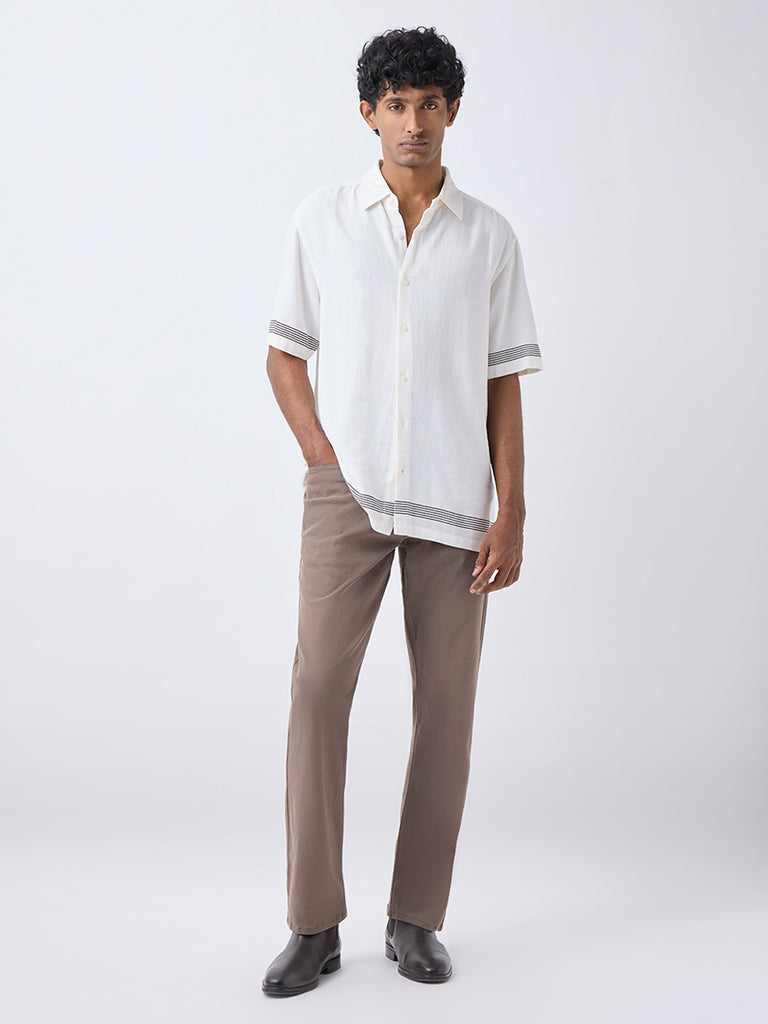 Fast Wear Taupe Relaxed-Fit Mid-Rise Jeans