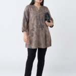 Fast Wear Taupe Foliage Printed Tunic