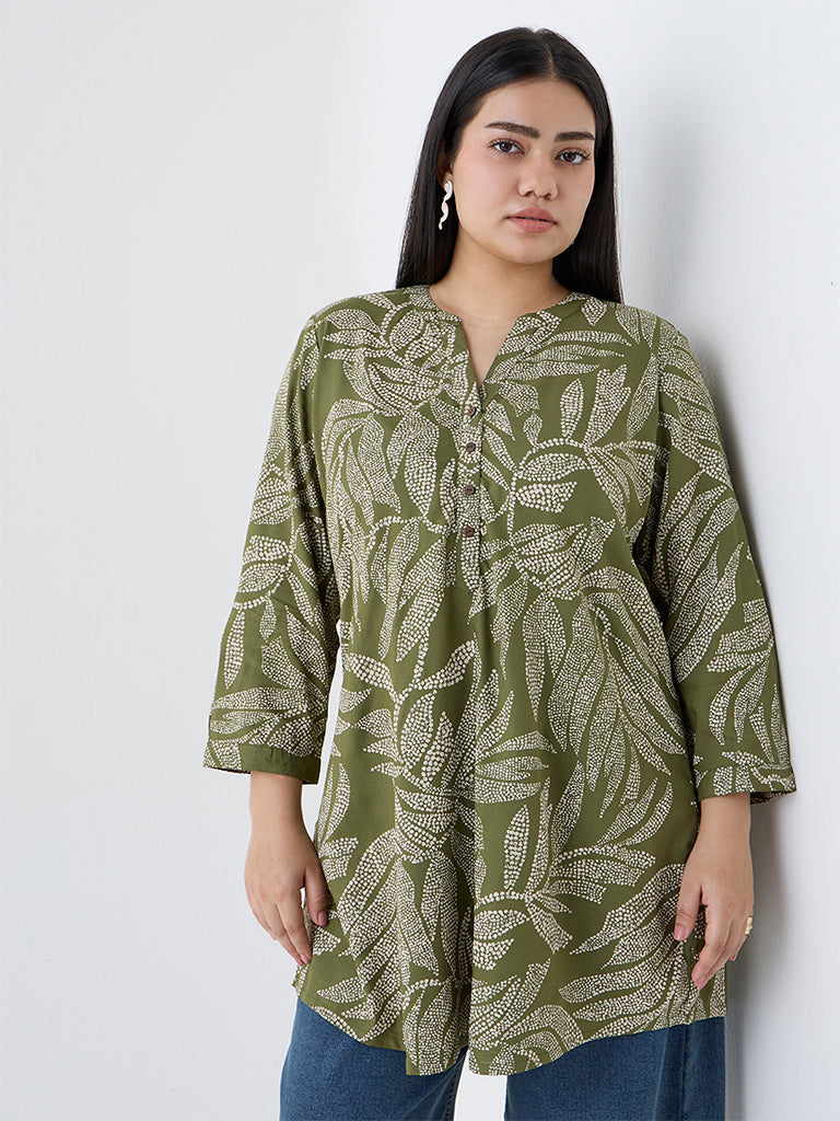 Fast Wear Sage Leaf Printed Tunic