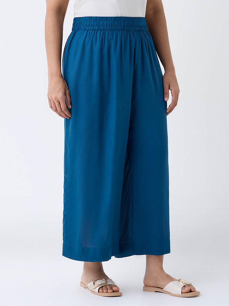 Fast Wear Teal Solid Ethnic Pants