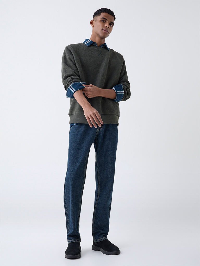 Fast Wear Blue Relaxed-Fit Mid-Rise Jeans