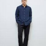 Fast Wear Black Relaxed-Fit Mid-Rise Cotton Trousers