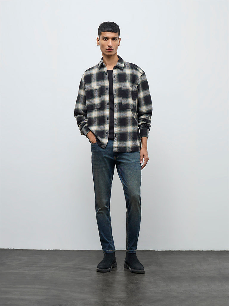 Fast Wear Blue Washed Slim-Fit Mid-Rise Jeans
