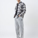 Fast Wear Grey Washed Relaxed-Fit Mid-Rise Jeans