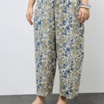 Fast Wear Light Taupe Botanical Printed Pants