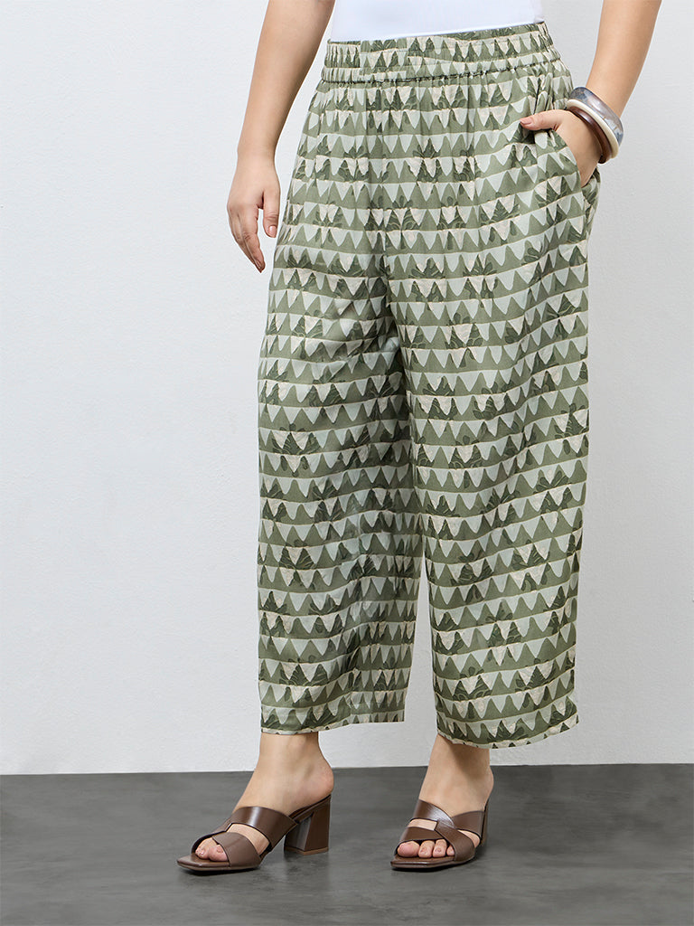 Fast Wear Mint Geometric Printed Pants