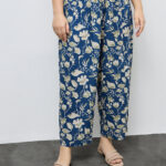 Fast Wear Navy Floral Printed Pants