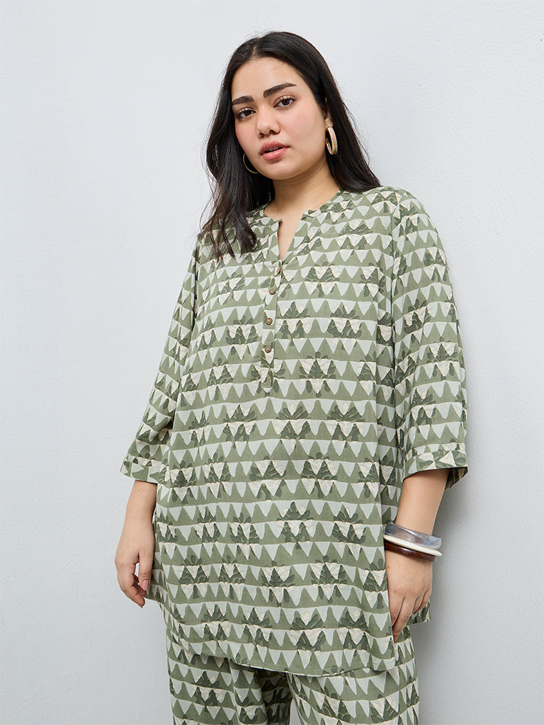 Fast Wear Mint Geometric Printed Tunic