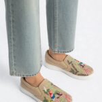 Fast Wear Beige Embroidered Loafers