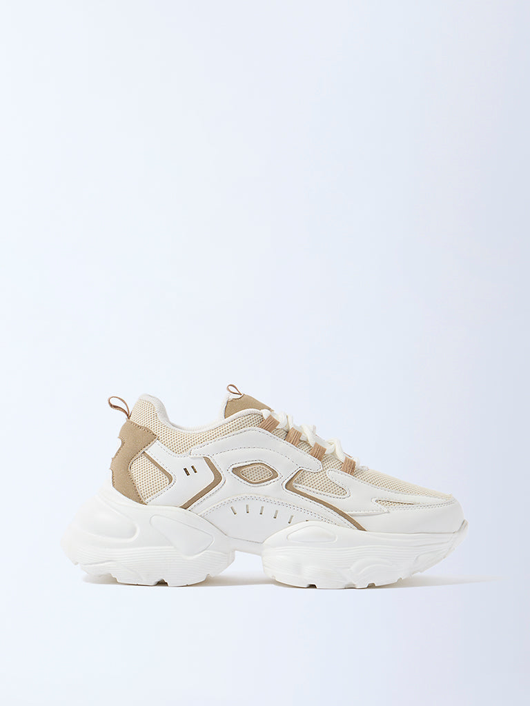 Fast Wear Ivory Mesh Lace-Up Sneakers