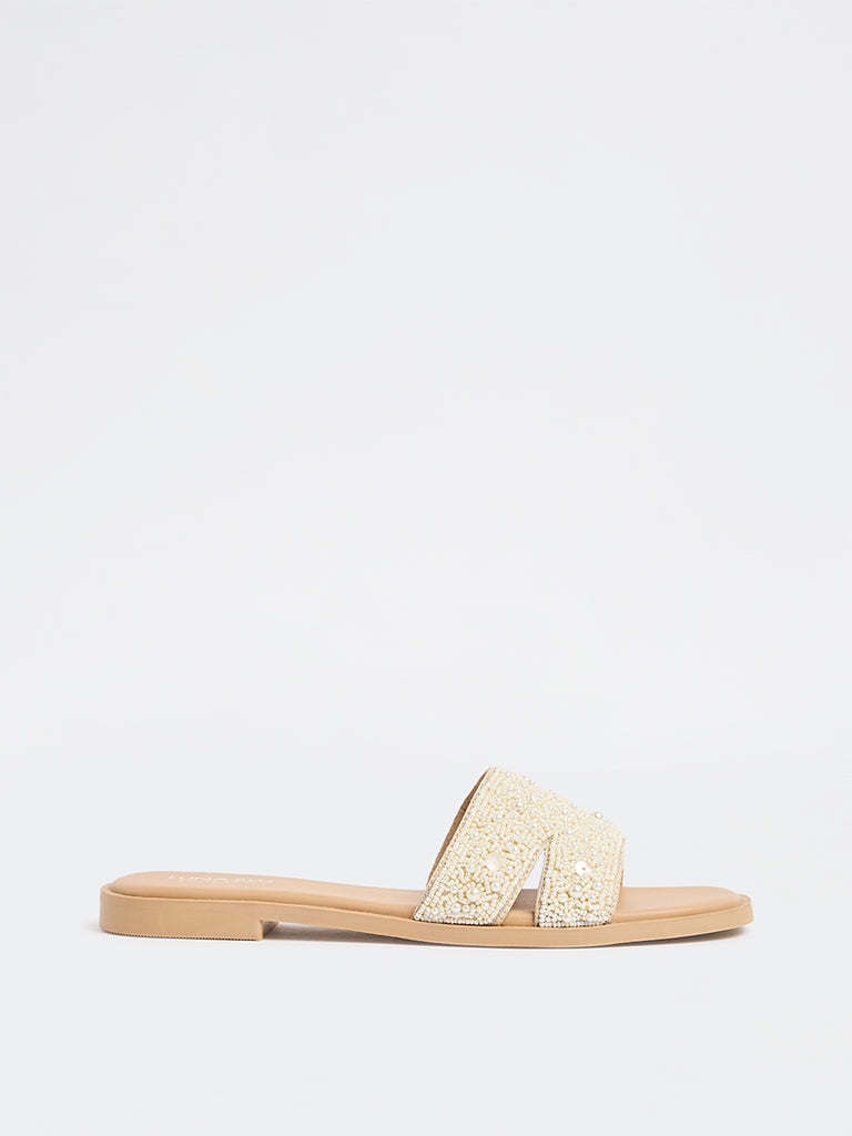 Fast Wear Ivory Embellished Slides