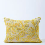 Fast Wear Yellow Floral Embroidered Cushion Cover