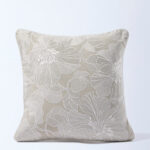 Fast Wear Beige Floral Embroidered Cushion Cover