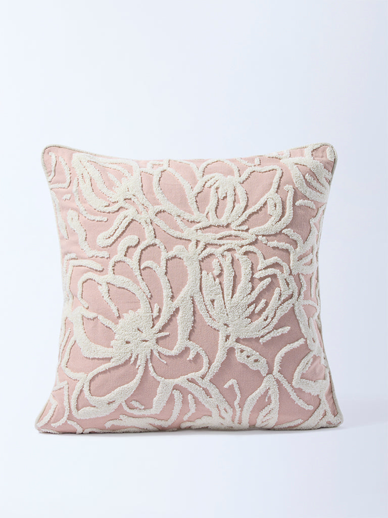 Fast Wear Pink Floral Embroidered Cushion Cover