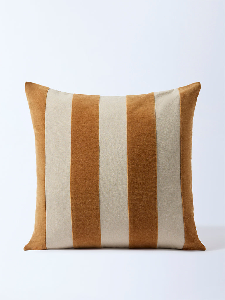 Fast Wear Brown Stripe Printed Cushion Cover