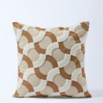 Fast Wear Brown Geometric Knitted Cushion Cover