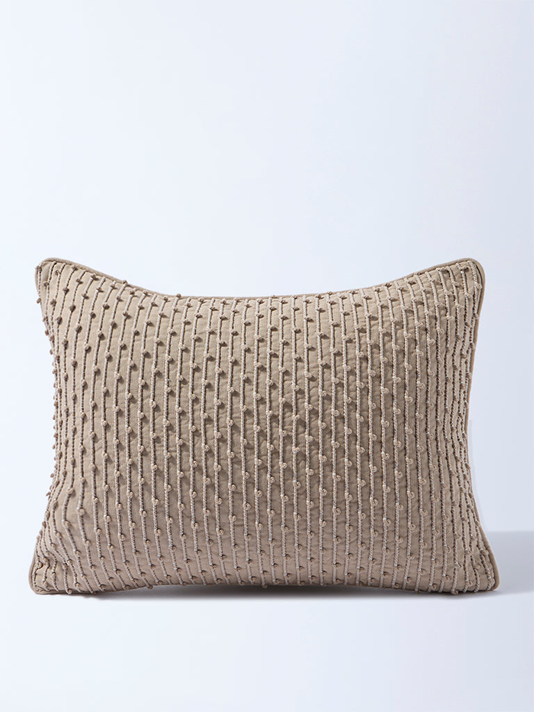 Fast Wear Beige Knot Detailed Cushion Cover