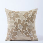 Fast Wear Beige Floral Embroidered Cushion Cover