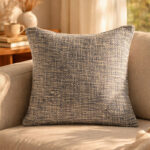 Fast Wear Dusty Blue Woven-Textured Cushion Cover
