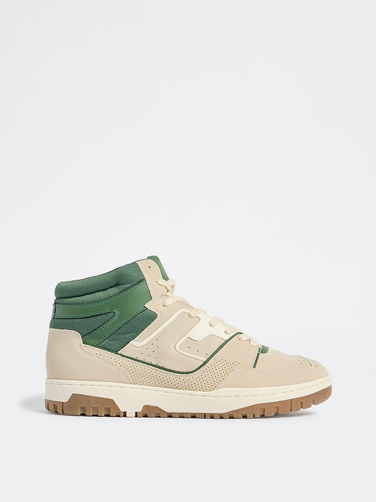 Fast Wear Beige Perforated High-Top Sneakers