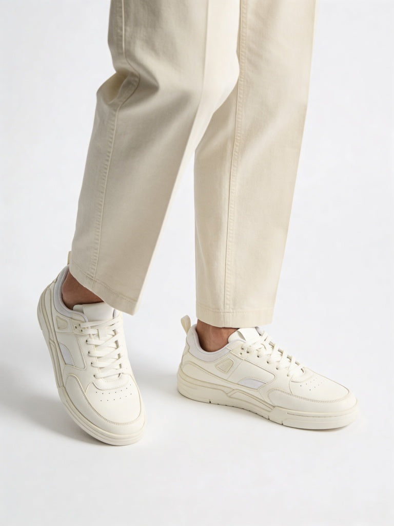 Fast Wear White Perforated Lace-Up Sneakers