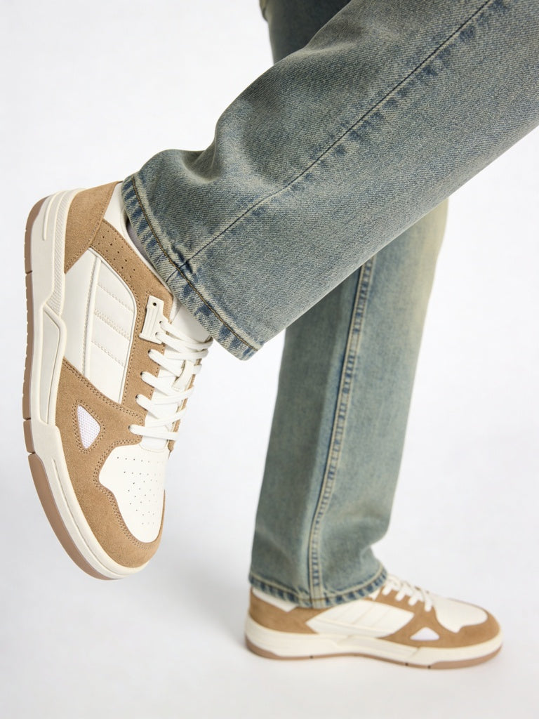 Fast Wear Beige Suede-DFast Weariled Lace-Up Sneakers