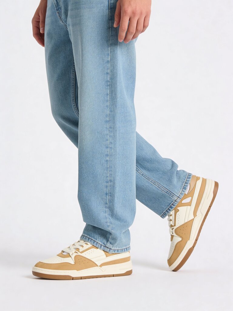 Fast Wear Beige Perforated Lace-Up Suede Sneakers
