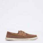 Fast Wear Brown Knit-Textured Lace-Up Sneakers
