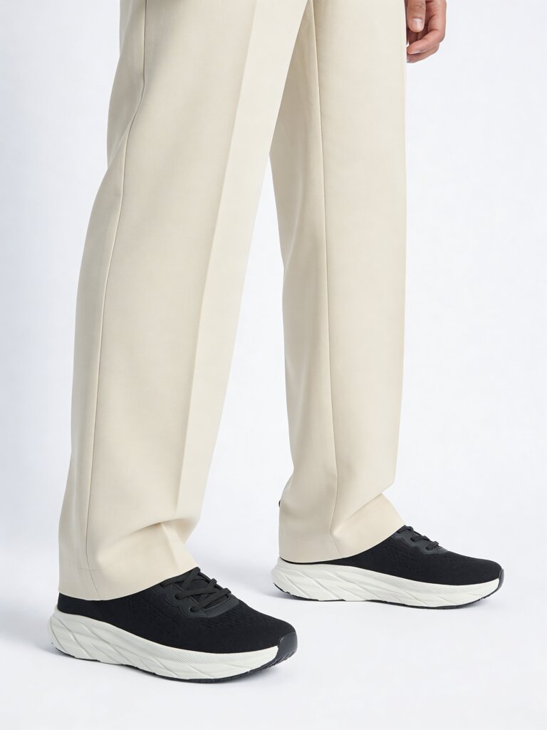 Fast Wear Black Knit-Textured Lace-Up Sneakers