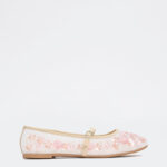 Fast Wear Pink Floral Embellished Mary Jane Shoes