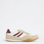 Fast Wear Taupe Stripe-Detailed Lace-Up Sneakers