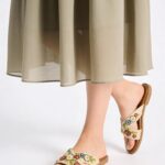 Fast Wear Multicolour Floral Embroidered Slides