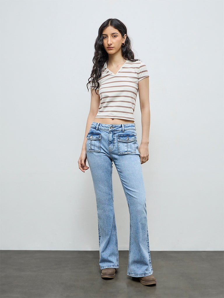 Fast Wear Light Blue Faded High-Rise Jeans
