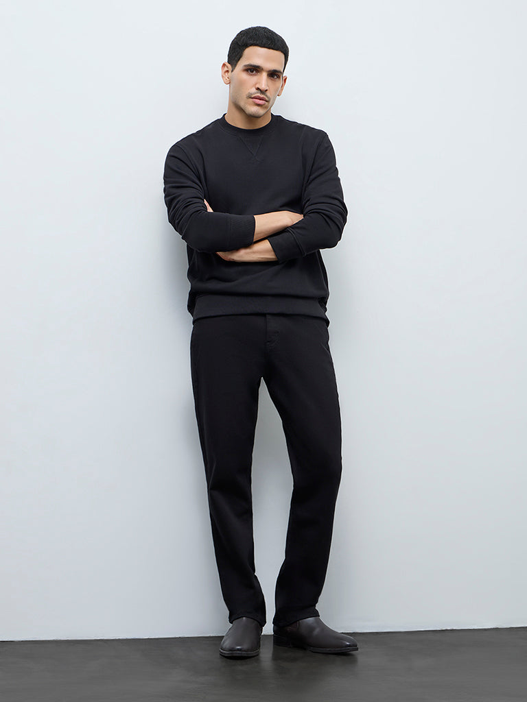 Fast Wear Black Relaxed-Fit Mid-Rise Jeans