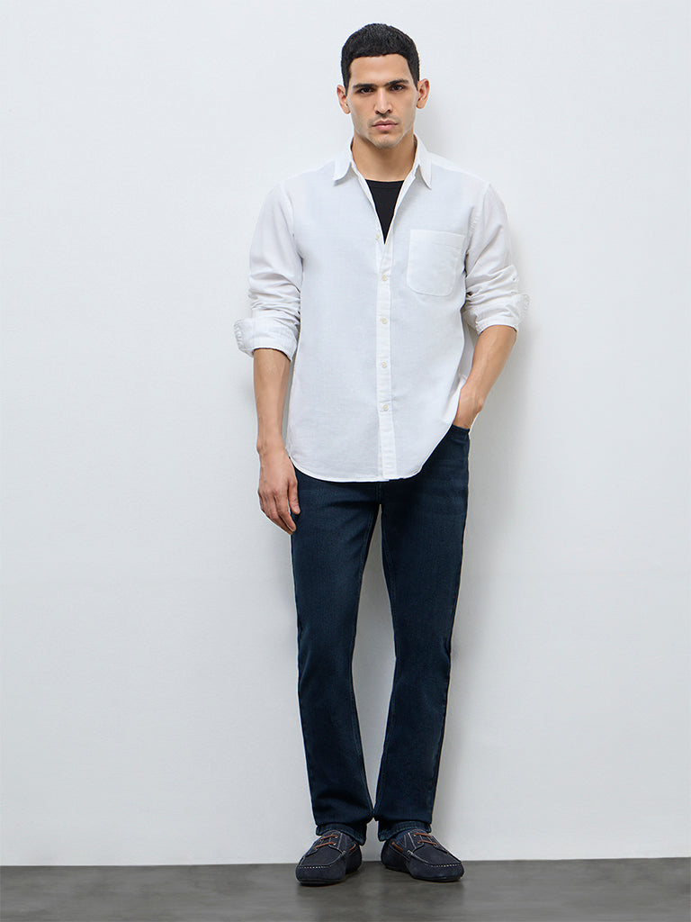 Fast Wear Dark Blue Slim-Fit Mid-Rise Jeans