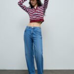 Fast Wear Blue Washed Straight-Leg High-Rise Jeans