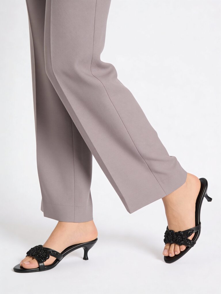 Fast Wear Black Floral Embellished Kitten-Heel Sandals