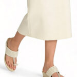 Fast Wear Ivory Pearlescent Kolhapuri Wedge Heel Sandals