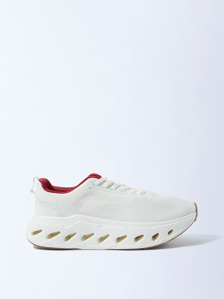 Fast Wear White Knit-Textured Jogger Shoes