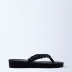 Fast Wear Black Braided Comfort Flip-Flops
