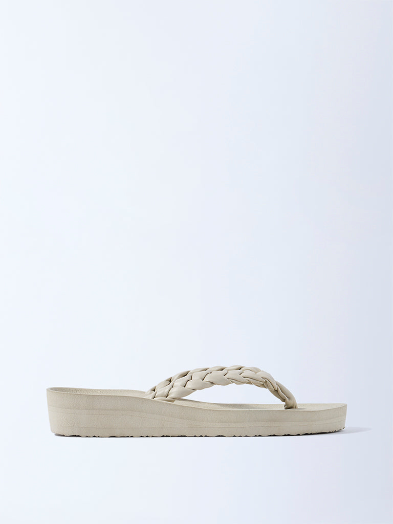 Fast Wear Ivory Braided Comfort Flip-Flops