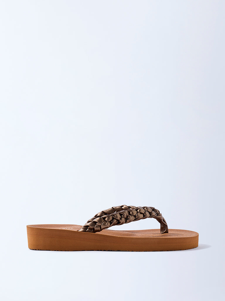 Fast Wear Tan Braided Comfort Flip-Flops