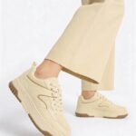 Fast Wear Cream Mesh-Detailed Lace-Up Sneakers