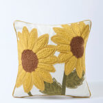 Fast Wear Yellow Sunflower Embroidered Cushion Cover
