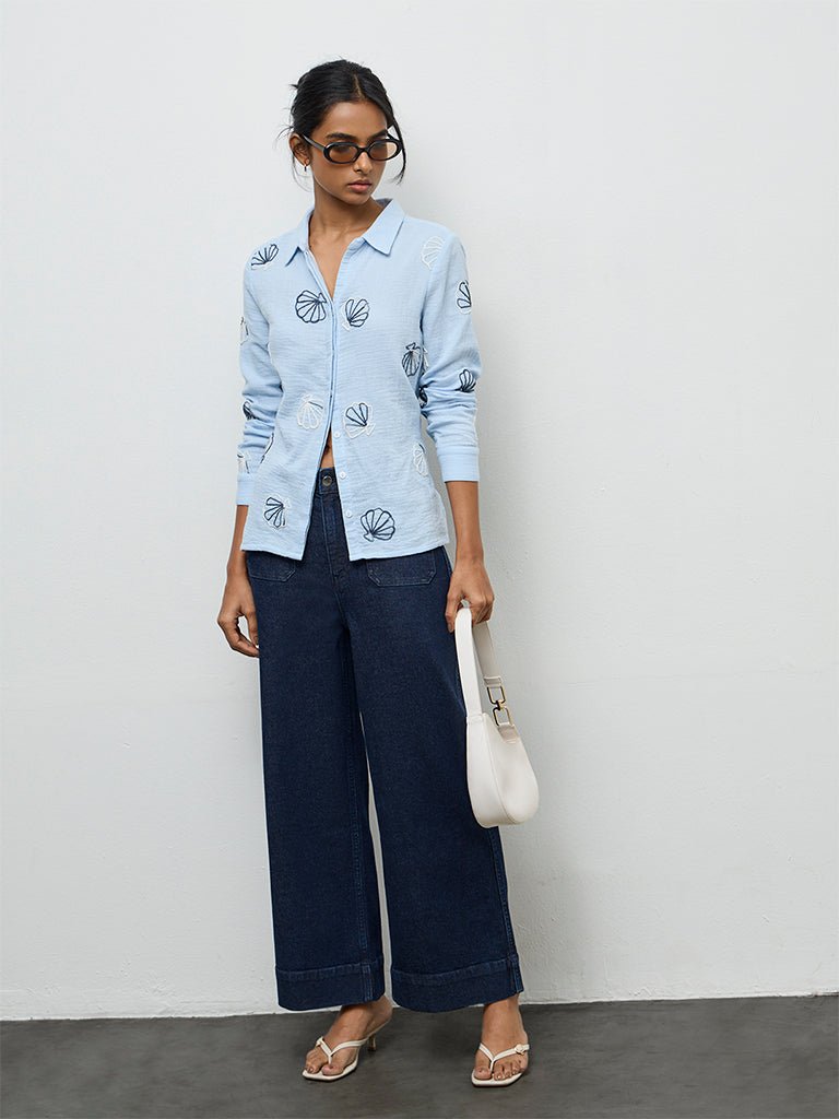 Fast Wear Dark Blue Solid High-Rise Jeans