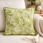 Fast Wear Green Botanical Embroidered Cushion Cover