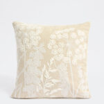 Fast Wear Beige Floral Embroidered Cushion Cover