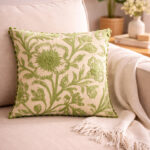 Fast Wear Green Floral Embroidered Cushion Cover