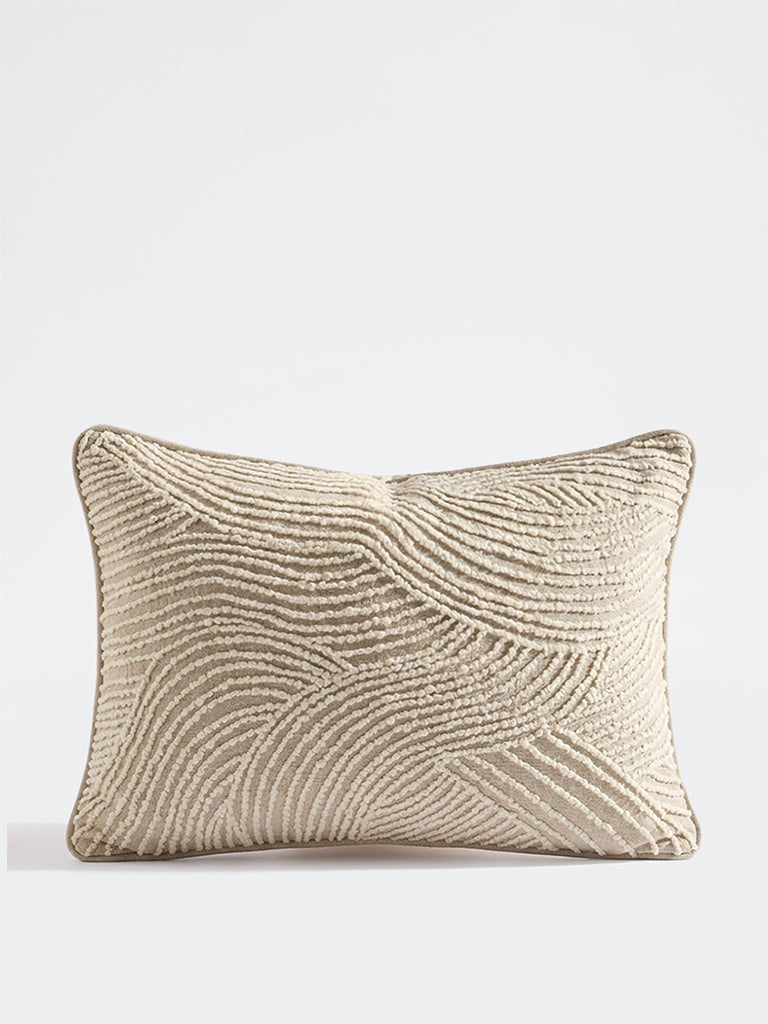 Fast Wear Beige Wavy-Textured Cushion Cover