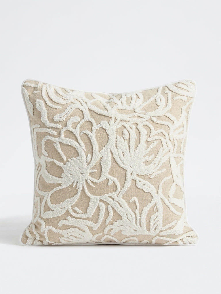 Fast Wear Beige Stripe-Textured Cushion Cover